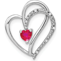 14K White Gold Ruby and Diamond Heart Pendant with Rhodium Plating - 0.25 Carat Ruby and 0.03 Carat Diamond Total Weight by Lumare Gioia