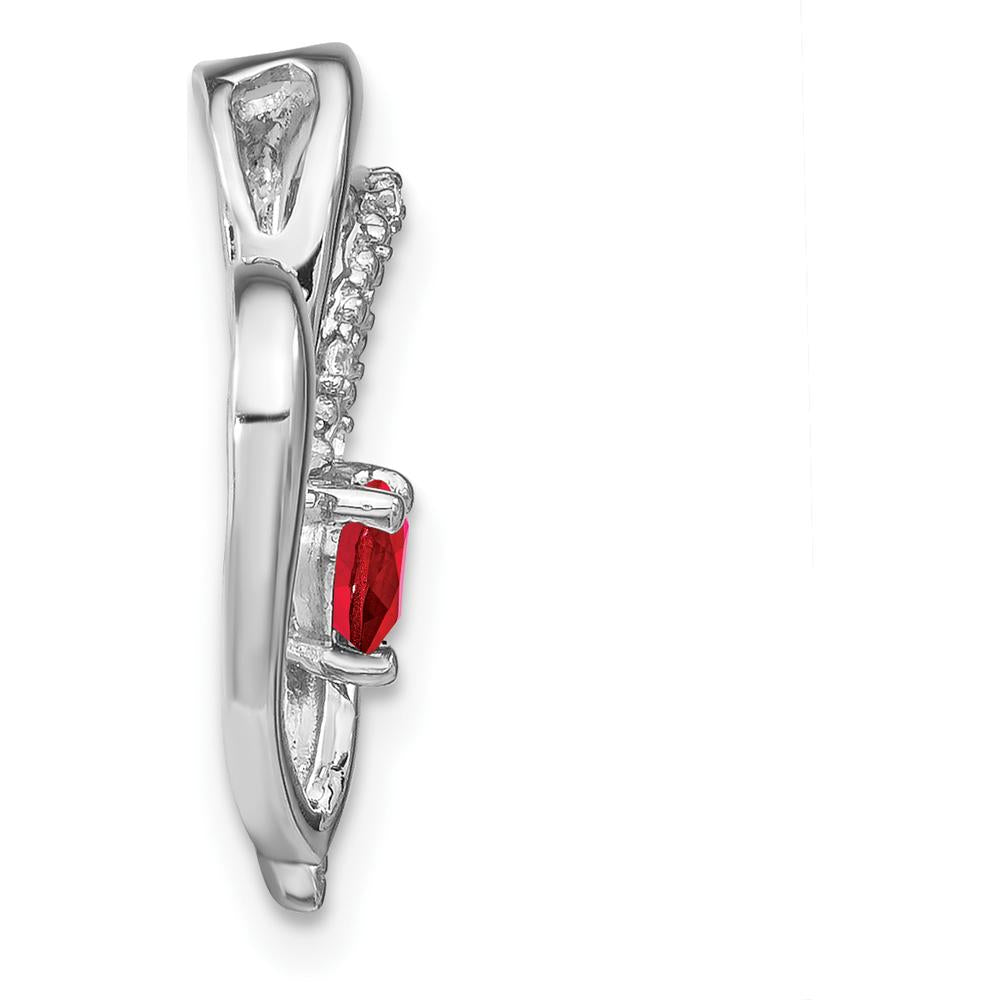 14K White Gold Ruby and Diamond Heart Pendant with Rhodium Plating - 0.25 Carat Ruby and 0.03 Carat Diamond Total Weight by Lumare Gioia