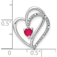 14K White Gold Ruby and Diamond Heart Pendant with Rhodium Plating - 0.25 Carat Ruby and 0.03 Carat Diamond Total Weight by Lumare Gioia