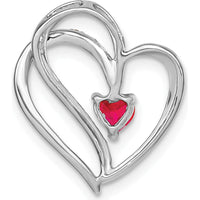 14K White Gold Ruby and Diamond Heart Pendant with Rhodium Plating - 0.25 Carat Ruby and 0.03 Carat Diamond Total Weight by Lumare Gioia