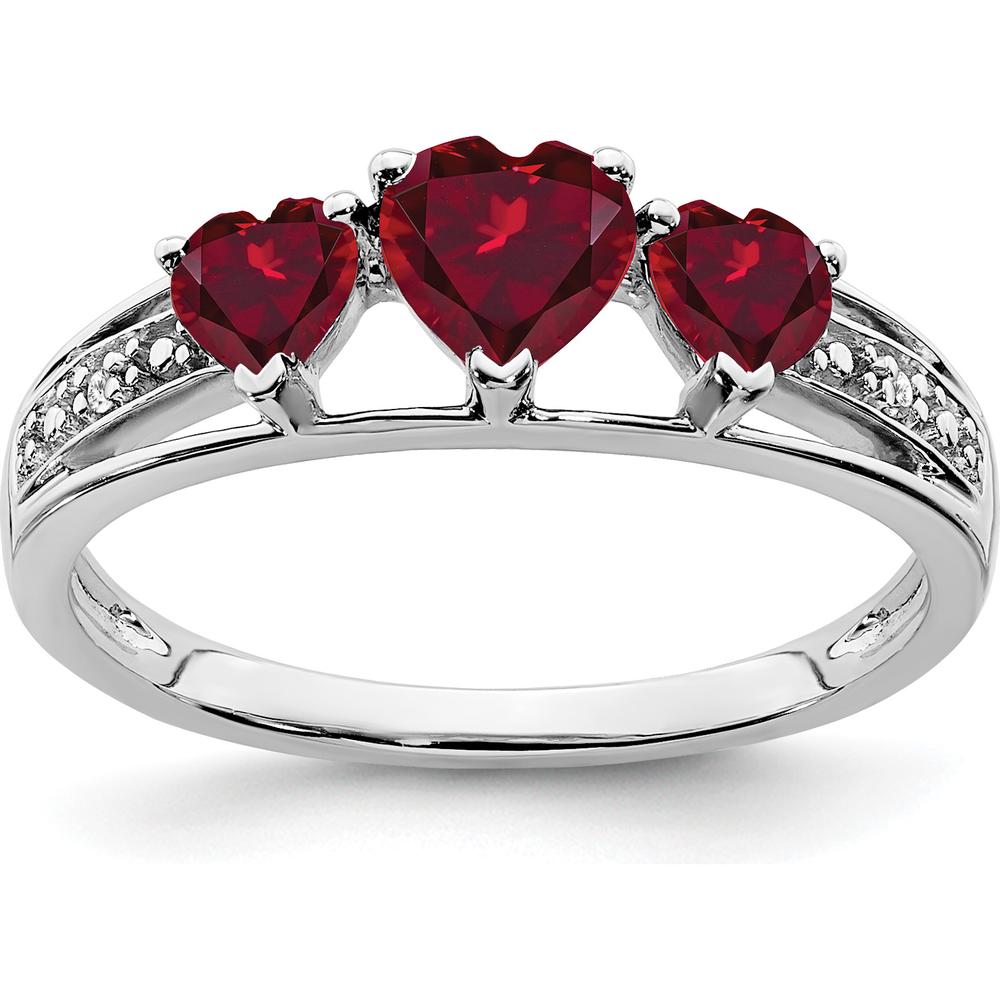 14K White Gold Ruby and Diamond Heart Ring with 0.60 Carat Total Ruby Weight by 0