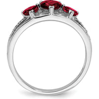 14K White Gold Ruby and Diamond Heart Ring with 0.60 Carat Total Ruby Weight by 0