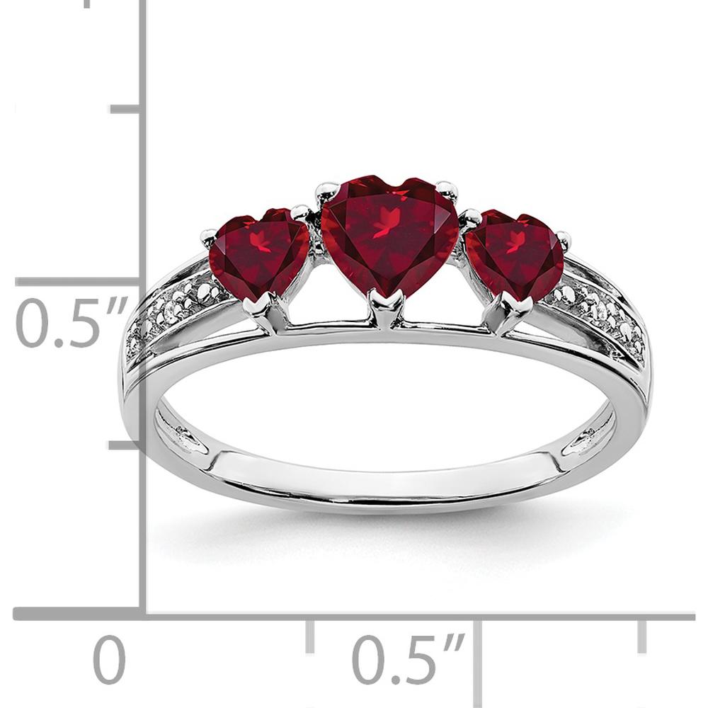 14K White Gold Ruby and Diamond Heart Ring with 0.60 Carat Total Ruby Weight by 0