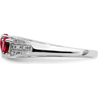 14K White Gold Ruby and Diamond Heart Ring with 0.60 Carat Total Ruby Weight by 0