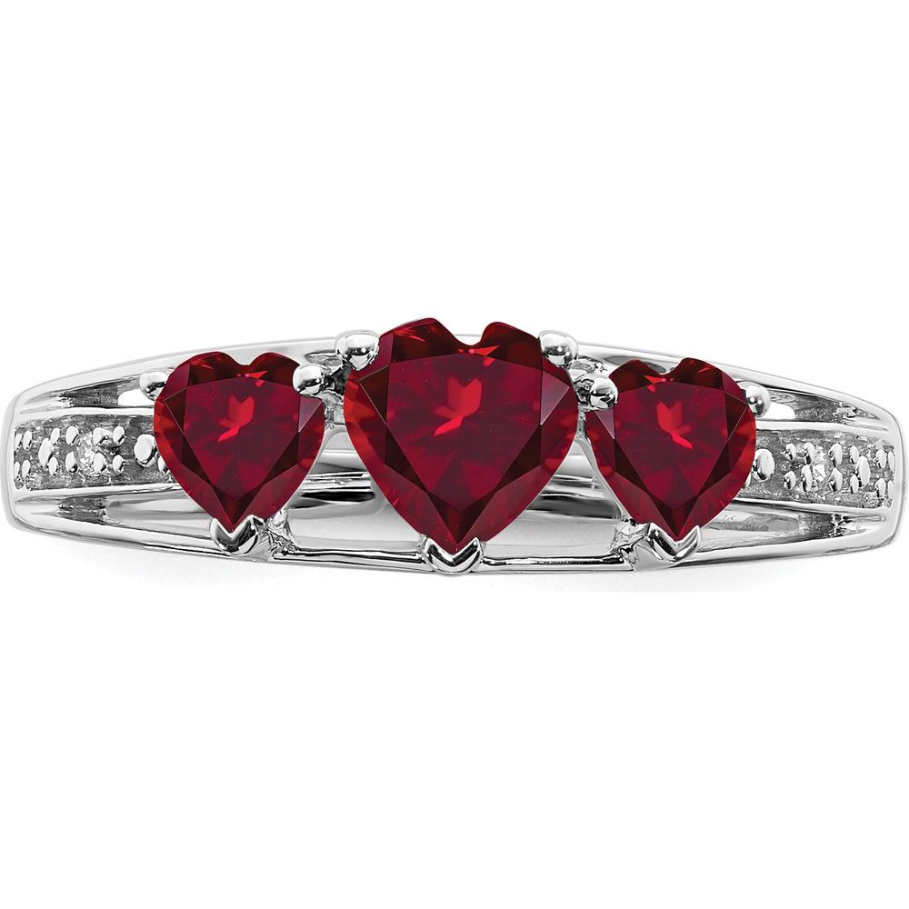 14K White Gold Ruby and Diamond Heart Ring with 0.60 Carat Total Ruby Weight by 0