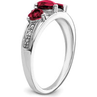 14K White Gold Ruby and Diamond Heart Ring with 0.60 Carat Total Ruby Weight by 0