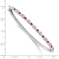 14K White Gold Ruby and Diamond Hinged Bangle Bracelet - 0.05 Carats Ruby and 0.012 Carats Diamond Total Weight by Monteluci Fine Jewelry