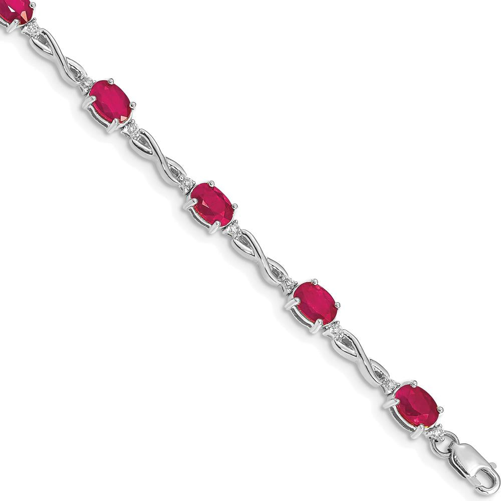 14K White Gold Ruby and Diamond Infinity Bracelet - 0.6 Carats Ruby, 0.27 Carats Diamond by Monteluci Fine Jewelry