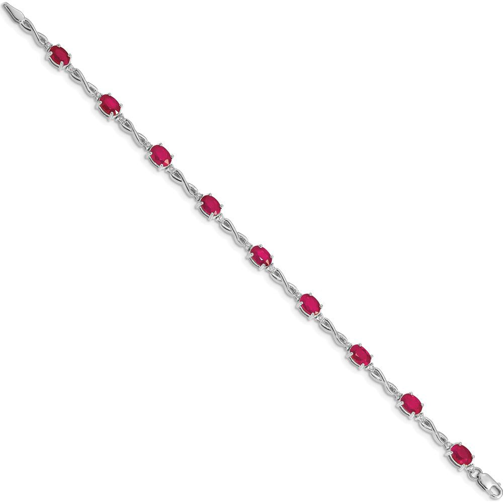 14K White Gold Ruby and Diamond Infinity Bracelet - 0.6 Carats Ruby, 0.27 Carats Diamond by Monteluci Fine Jewelry