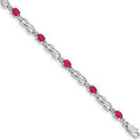 14K White Gold Ruby and Diamond Infinity Link Bracelet - 0.22 Carats Ruby, 0.01 Carats Diamond by Monteluci Fine Jewelry
