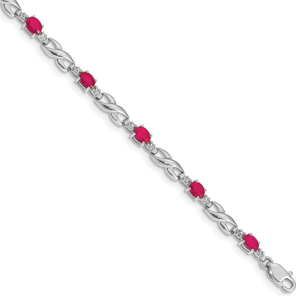 14K White Gold Ruby and Diamond Infinity Link Bracelet - 0.22 Carats Ruby, 0.01 Carats Diamond by Monteluci Fine Jewelry
