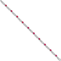 14K White Gold Ruby and Diamond Infinity Link Bracelet - 0.22 Carats Ruby, 0.01 Carats Diamond by Monteluci Fine Jewelry