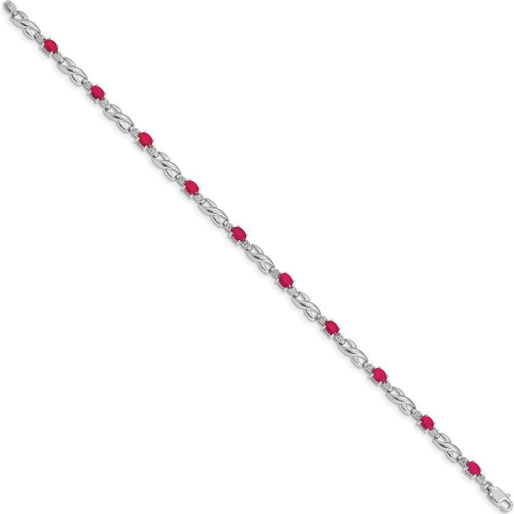 14K White Gold Ruby and Diamond Infinity Link Bracelet - 0.22 Carats Ruby, 0.01 Carats Diamond by Monteluci Fine Jewelry