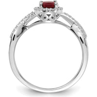 14K White Gold Ruby and Diamond Oval Halo Ring - 1.00 Carat Ruby, 0.0045 Carat Diamond Total Weight by 0