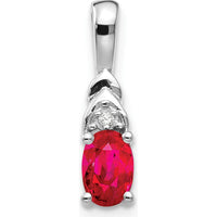 14K White Gold Ruby and Diamond Pendant - 0.6 Carat Ruby, 0.006 Carat Diamond by Oro Pregiato