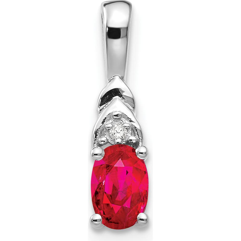14K White Gold Ruby and Diamond Pendant - 0.6 Carat Ruby, 0.006 Carat Diamond by Oro Pregiato