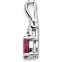 14K White Gold Ruby and Diamond Pendant - 0.6 Carat Ruby, 0.006 Carat Diamond by Oro Pregiato