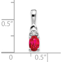 14K White Gold Ruby and Diamond Pendant - 0.6 Carat Ruby, 0.006 Carat Diamond by Oro Pregiato