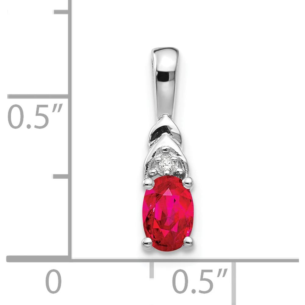 14K White Gold Ruby and Diamond Pendant - 0.6 Carat Ruby, 0.006 Carat Diamond by Oro Pregiato