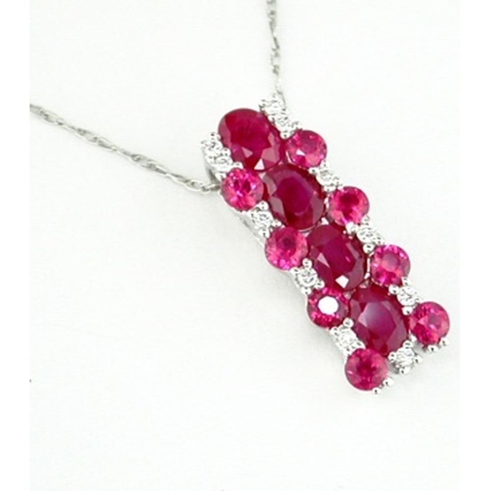 14K White Gold Ruby & Diamond Pendant - 1.46 Carats Total Gemstone Weight