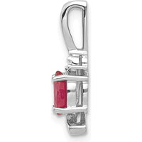 14K White Gold Ruby and Diamond Pendant with Prong Set Oval Ruby - 0.6 Carat Ruby Weight, 0.007 Carat Diamond Weight by Oro Pregiato