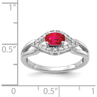 14K White Gold Ruby and Diamond Ring with Oval Ruby - 0.445 Carat Ruby Weight, 0.11 Carat Total Diamond Weight by 0