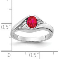 14K White Gold Ruby and Diamond Ring with Oval Ruby - 0.6 Carat Ruby and 0.029 Carat Diamond Weight by Monteluci Fine Jewelry