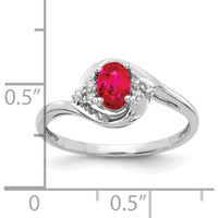 14K White Gold Ruby and Diamond Ring with Oval Ruby - 0.6 Carat Total Ruby Weight by Oro Pregiato