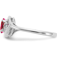 14K White Gold Ruby and Diamond Ring with Oval Ruby - 0.6 Carat Total Ruby Weight by Oro Pregiato