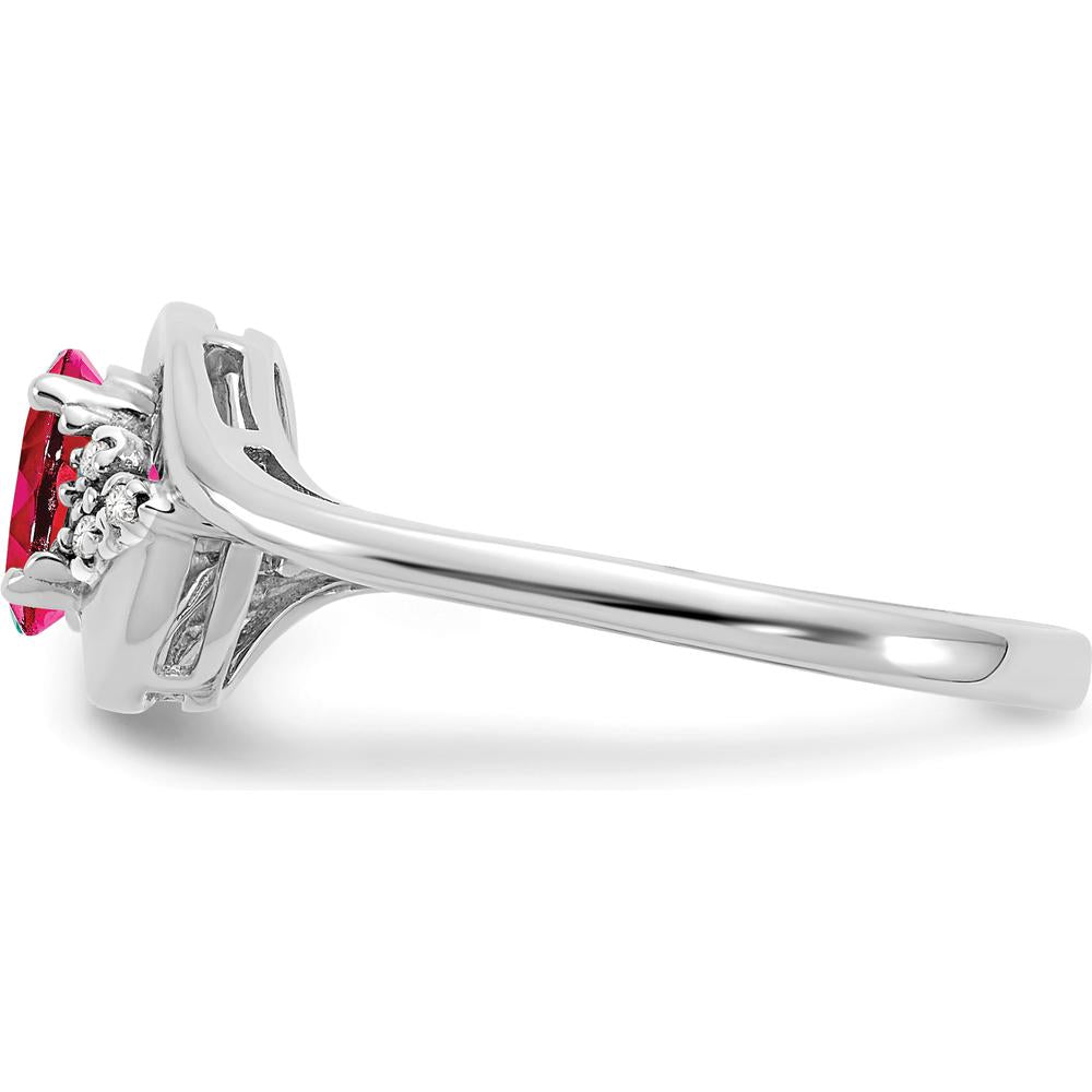 14K White Gold Ruby and Diamond Ring with Oval Ruby - 0.6 Carat Total Ruby Weight by Oro Pregiato