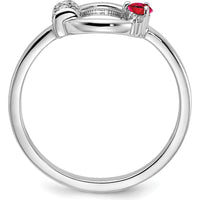 14K White Gold Ruby and Diamond Ring with Pave and Prong Set Round Diamonds - 0.12 Carat Total Gemstone Weight by 0