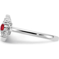 14K White Gold Ruby and Diamond Ring with Pave and Prong Set Round Diamonds - 0.12 Carat Total Gemstone Weight by 0