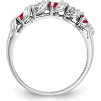 14K White Gold Ruby and Diamond Ring with Round Faceted Stones - 0.12 Carat Ruby, 0.024 Carat Diamond Total Weight by Monteluci Fine Jewelry