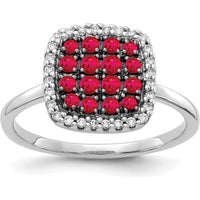 14K White Gold Ruby and Diamond Ring with Round Gemstones - 0.40 Carat Total Ruby Weight, 0.28 Carat Total Diamond Weight by 0