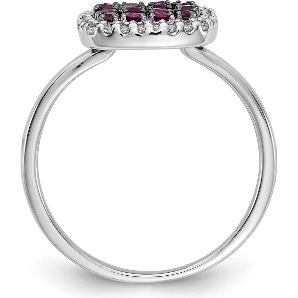 14K White Gold Ruby and Diamond Ring with Round Gemstones - 0.40 Carat Total Ruby Weight, 0.28 Carat Total Diamond Weight by 0