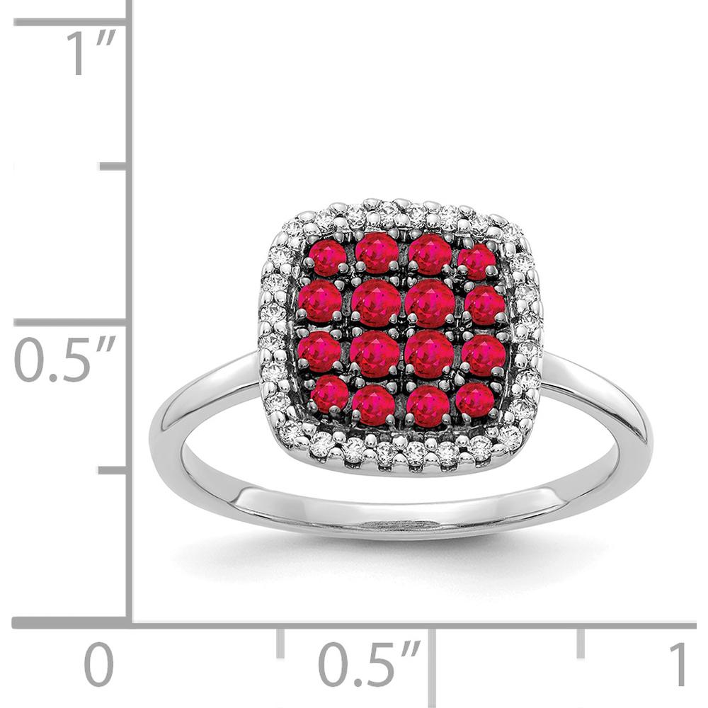 14K White Gold Ruby and Diamond Ring with Round Gemstones - 0.40 Carat Total Ruby Weight, 0.28 Carat Total Diamond Weight by 0