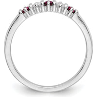 14K White Gold Ruby and Diamond Tapered Bar-Set Band Ring - 0.04 Carat Diamonds & 0.04 Carat Rubies Total Gem Weight by 0