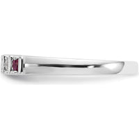 14K White Gold Ruby and Diamond Tapered Bar-Set Band Ring - 0.04 Carat Diamonds & 0.04 Carat Rubies Total Gem Weight by 0