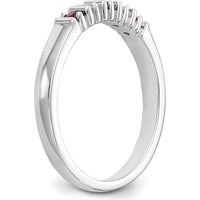 14K White Gold Ruby and Diamond Tapered Bar-Set Band Ring - 0.04 Carat Diamonds & 0.04 Carat Rubies Total Gem Weight by 0
