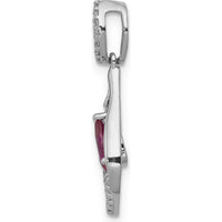 14K White Gold Ruby and Diamond Teardrop Pendant with 0.42 Carat Pear Ruby and 0.01 Carat Total Diamond Weight by Monteluci Fine Jewelry