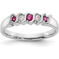 14K White Gold Ruby and Diamond Wave Band - 0.225 Carat Total Gem Weight by 0