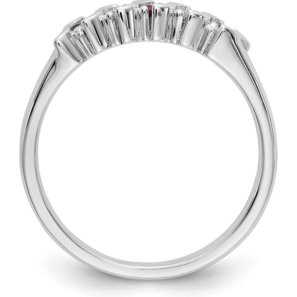14K White Gold Ruby and Diamond Wave Band - 0.225 Carat Total Gem Weight by 0