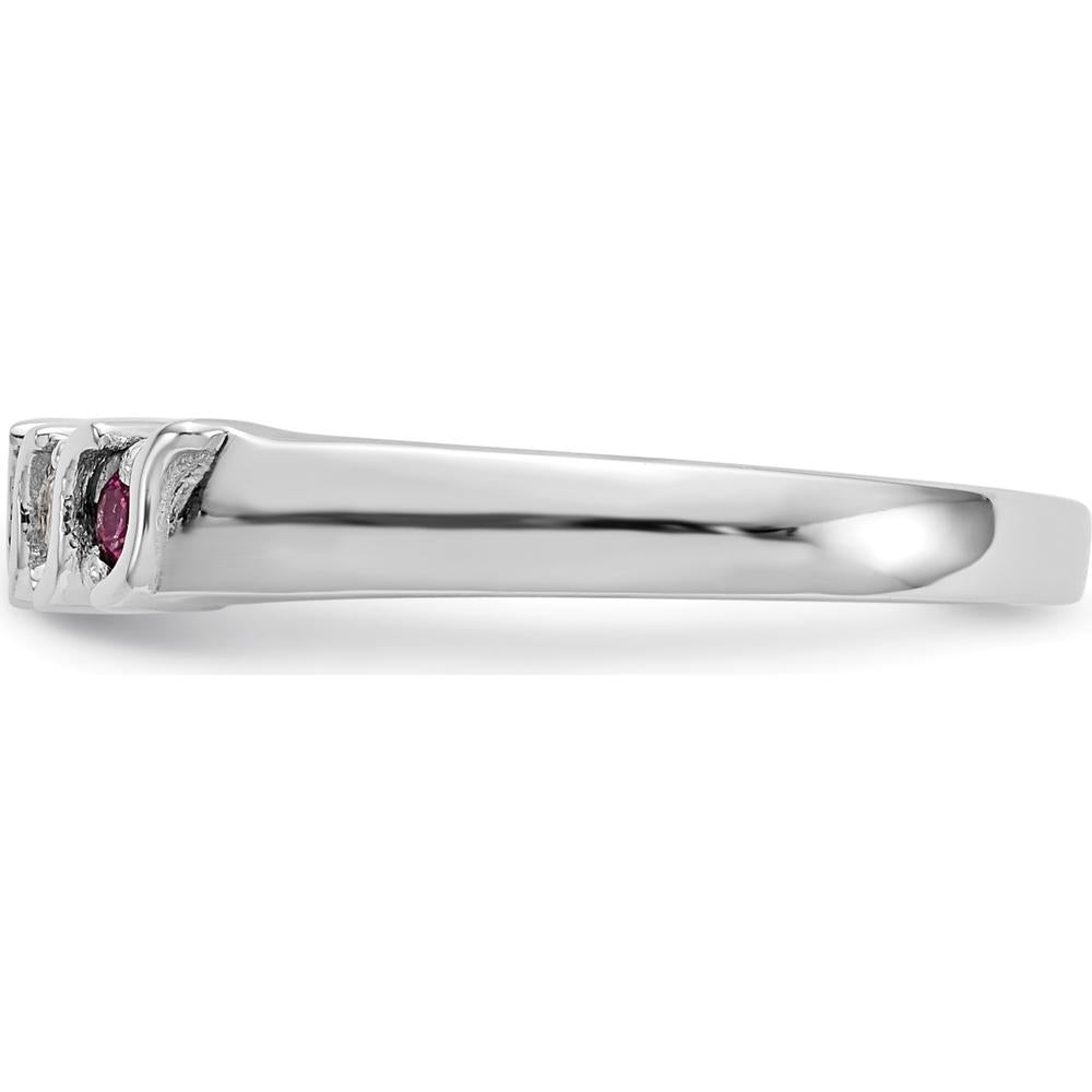 14K White Gold Ruby and Diamond Wave Band - 0.225 Carat Total Gem Weight by 0