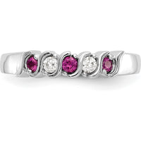 14K White Gold Ruby and Diamond Wave Band - 0.225 Carat Total Gem Weight by 0