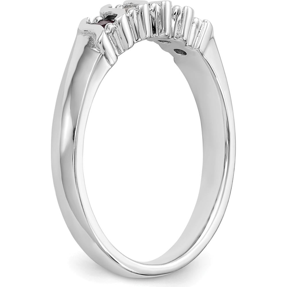 14K White Gold Ruby and Diamond Wave Band - 0.225 Carat Total Gem Weight by 0