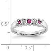 14K White Gold Ruby and Diamond Wave Band - 0.225 Carat Total Gem Weight by 0