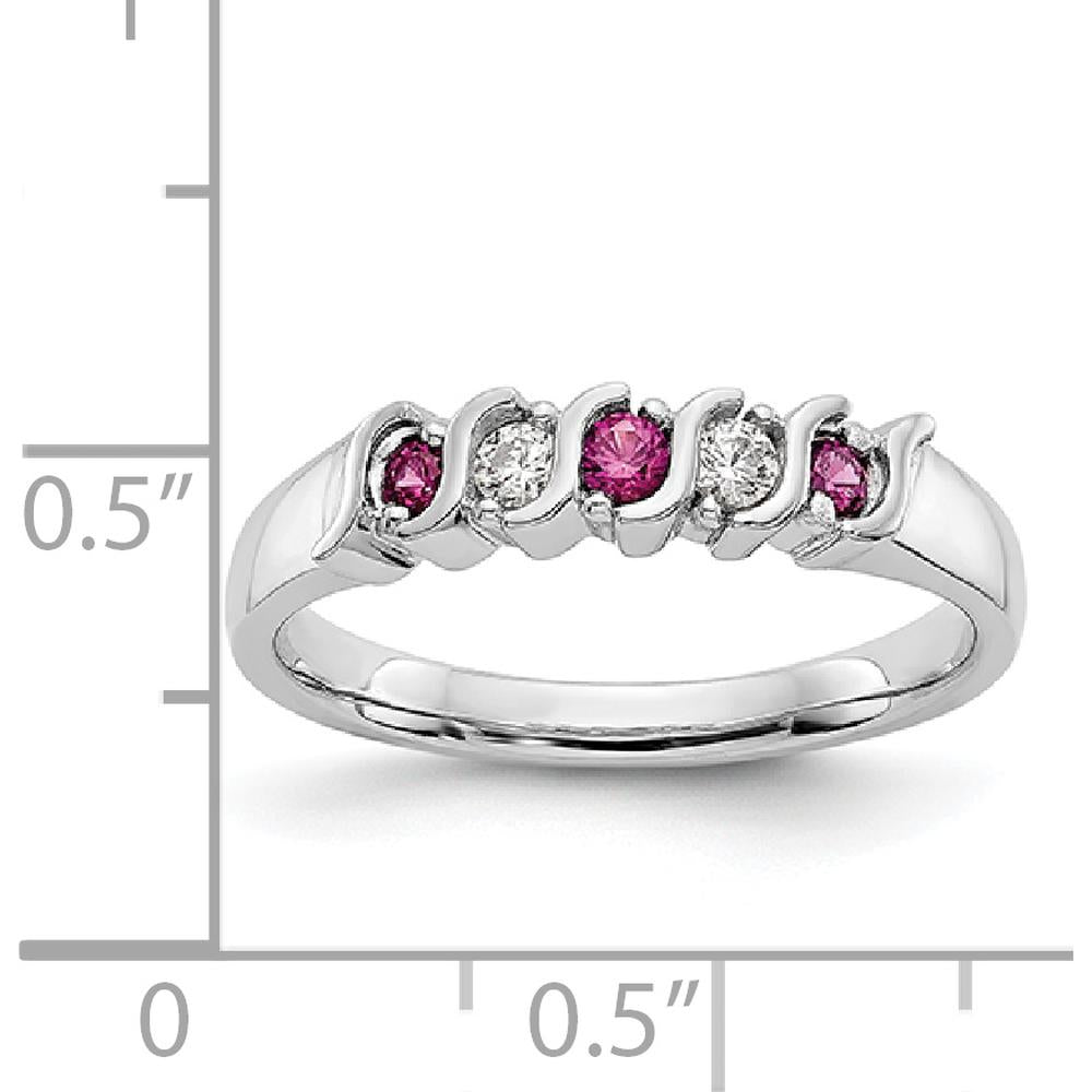 14K White Gold Ruby and Diamond Wave Band - 0.225 Carat Total Gem Weight by 0