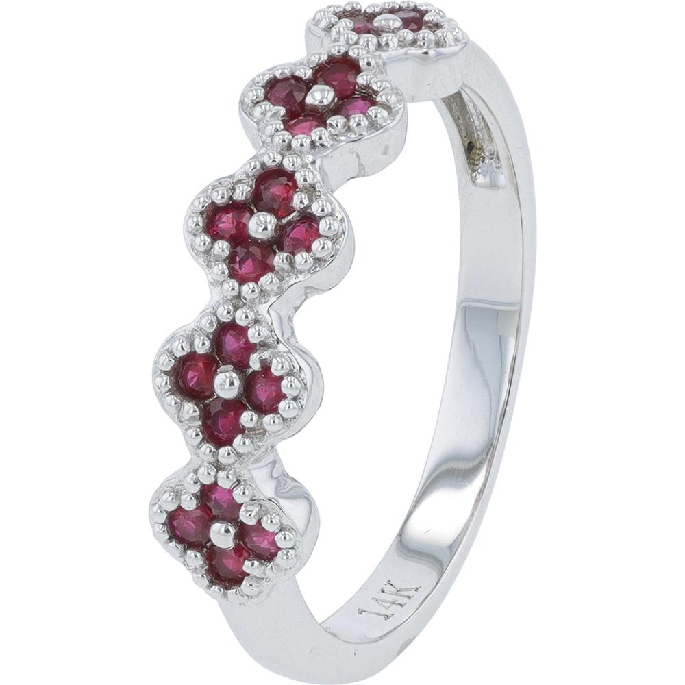 14K White Gold Ruby Band Ring with 0.37 Carat Total Ruby Carat Weight
