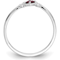14K White Gold Ruby Birthstone Heart Ring - 0.17 Carat Round Ruby by Oro Pregiato