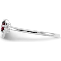 14K White Gold Ruby Birthstone Heart Ring - 0.17 Carat Round Ruby by Oro Pregiato
